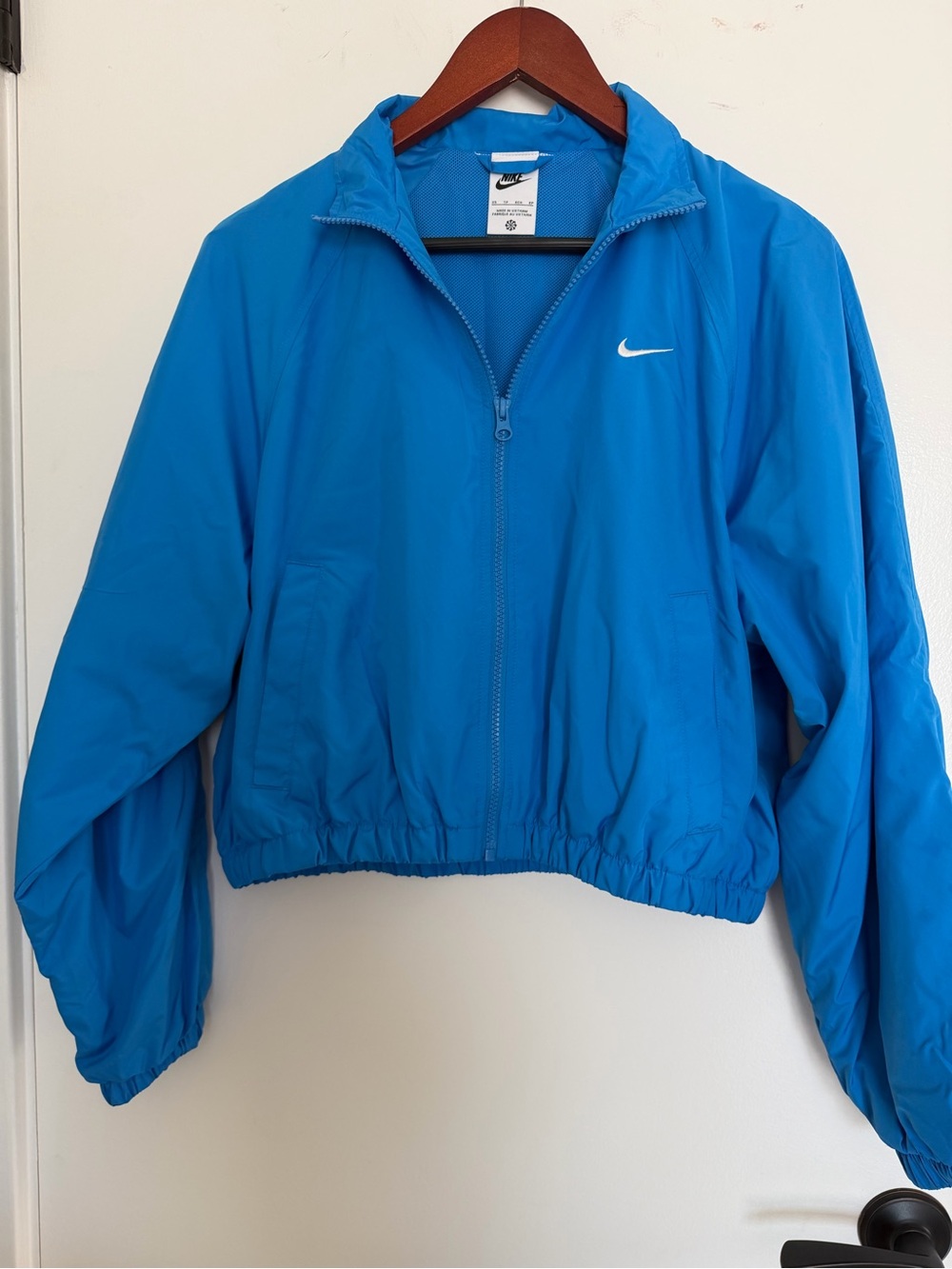 Nike Bright Blue Full-Zip Cropped Bomber Jacket